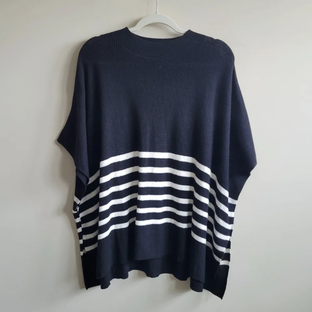 J.Crew Pullover Stripe Poncho Black /‎ White